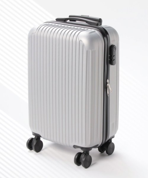 【2size展開】【軽量】スマートユニセックスキャリーケース/キャリーバッグ/スーツケース 内側：X伸縮バンド付 ファスナーポケット2カ所 360度回転＆静音ダブルキャスター