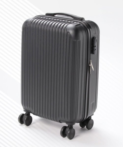 【2size展開】【軽量】スマートユニセックスキャリーケース/キャリーバッグ/スーツケース 内側：X伸縮バンド付 ファスナーポケット2カ所 360度回転＆静音ダブルキャスター