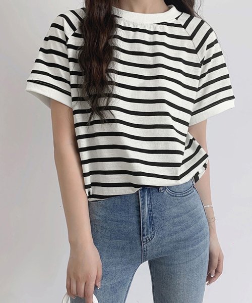 セール】ボーダーTシャツ Tシャツ トップス カットソー (505376145) ドゥーベル(Doux Belle) MAGASEEK ボーダーTシャツ カットソー 綿 コットン 白黒 トゥモローランド