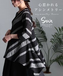 Sawa a la mode/ランダムチェックなアシメ裾のフレアチュニック/505376452