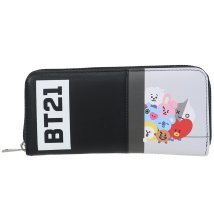 cinemacollection/BT21 商品 レディース 長財布 LINE FRIENDS キャラクター ラウンドファスナー ロングウォレット ブラック1 プレ /505361530