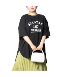 MAC HOUSE(women)(マックハウス（レディース）)/[大きいサイズ] CONVERSE コンバース フットボール切り替えチュニック クイーンサイズ 3285－3710/ブラック