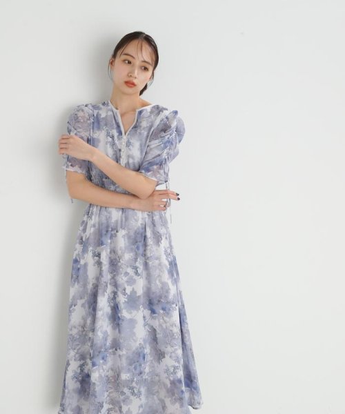 JILL by JILL STUART(ジル バイ ジル スチュアート)/◇シマーフラワープリントワンピース/ネイビー