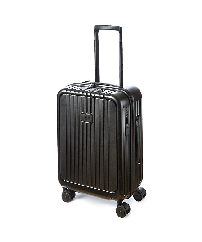 スーツケース フロントオープン 機内持ち込み USBポート Sサイズ 黒色