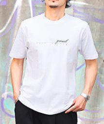 LUXSTYLE(ラグスタイル)/TRAP/U(トラップユー)ロゴプリント半袖Tシャツ/Tシャツ メンズ 半袖 ロゴ プリント ワンポイント 英字 クルーネック/ホワイト