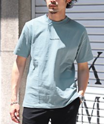 LUXSTYLE(ラグスタイル)/TRAP/U(トラップユー)ロゴプリント半袖Tシャツ/Tシャツ メンズ 半袖 ロゴ プリント ワンポイント バックプリント/ブルー