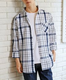 TopIsm(トップイズム)/シャツ メンズ チェックシャツ 7分袖 マドラスチェック オンブレチェック ギンガムチェック 7分袖シャツ 半端袖 カジュアルシャツ トップス/ホワイト