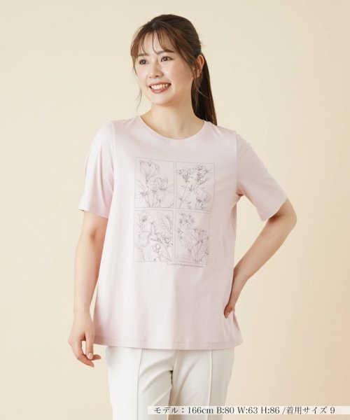 Leilian(レリアン)/フラワーボックスプリントTシャツ【Leilian WHITE LABEL】/ピンク
