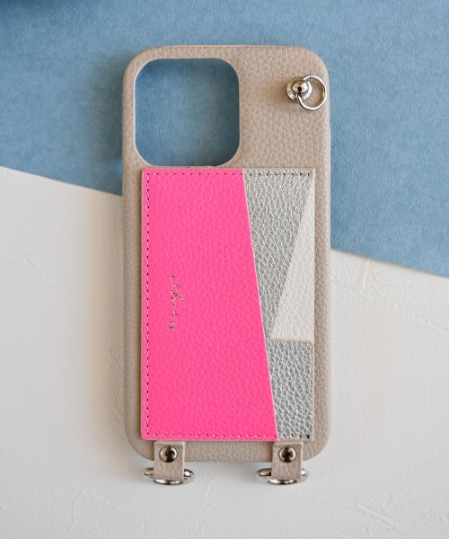 Editors Draw(エディターズドロー)/バイカラー カードポケット スマホケース iPhone13pro/Pink