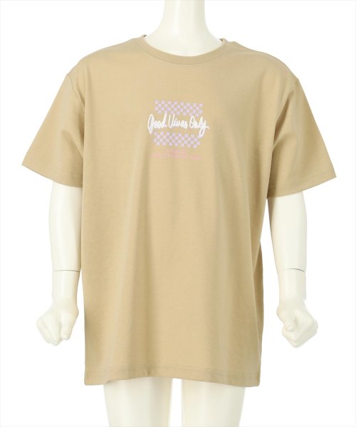 ANAP KIDS(アナップキッズ)/接触冷感後ろ切替ビッグTシャツ/ベージュ