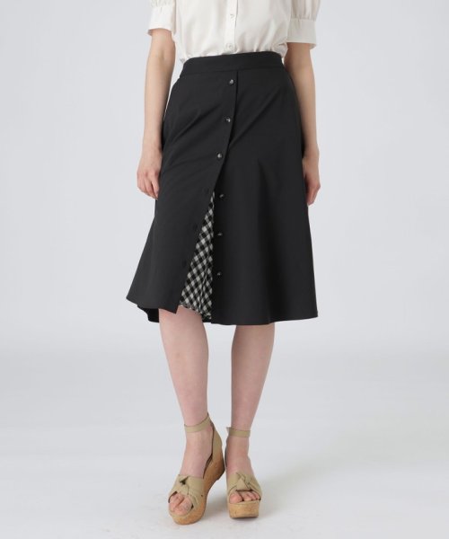 セール】シルキータフタ×シアーギンガムリバーシブルスカート  