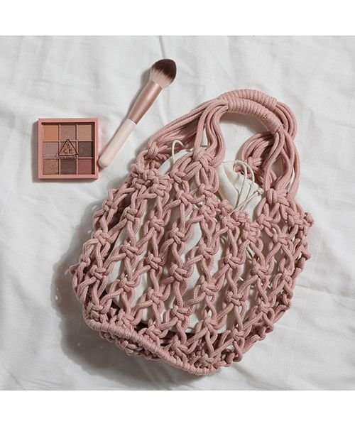 BACKYARD FAMILY(バックヤードファミリー)/編みバッグ バッグ 巾着付き レディース かわいい lbebag212/ピンク