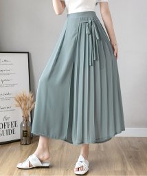 Amulet/腰リボンシフォンパンツ レディース ボトム ワイドパンツ 春 夏服 韓国ファッション 10代 20代 30代 オフィスカジュアル 半端丈 ロング プリーツ シア/505379950