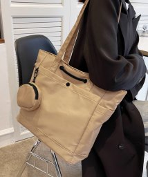 Amulet(アミュレット)/ミニポーチ付きトートバッグ レディース 鞄 肩かけ 韓国ファッション 10代 20代 30代 オフィスカジュアル 大容量 大きいサイズ 大きめ かばん ポケット/ベージュ