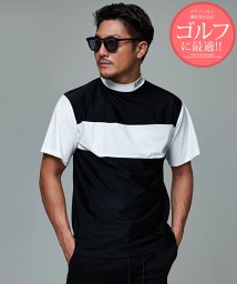 SB Select(エスビーセレクト)/LUXE/R 切り替えモックネックTシャツ　ゴルフ/ブラック