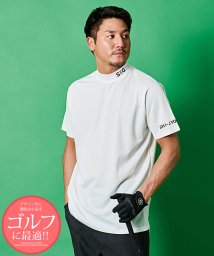 SB Select(エスビーセレクト)/SHI－JYOMAN GOLF 首プリント半袖モックネックTEE　ゴルフ/ホワイト