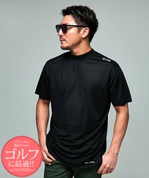 SB Select(エスビーセレクト)/SHI－JYOMAN GOLF 首プリント半袖モックネックTEE　ゴルフ/ブラック