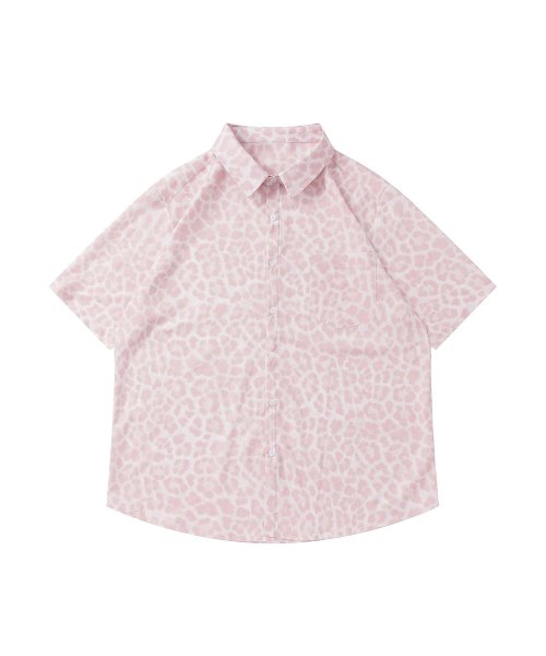 HOOK(HOOK（フック）)/HOOK－ 個性派　古着風総柄ビッグオーバーシャツ/ピンク