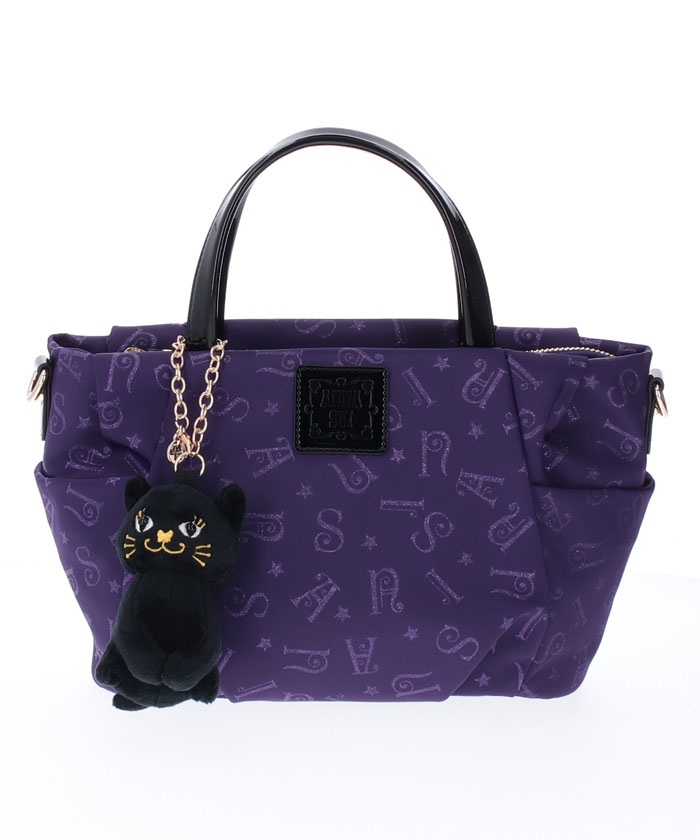 ANNA SUI アナスイ ホーリー 2WAYハンドバッグ パープル ネコ 猫