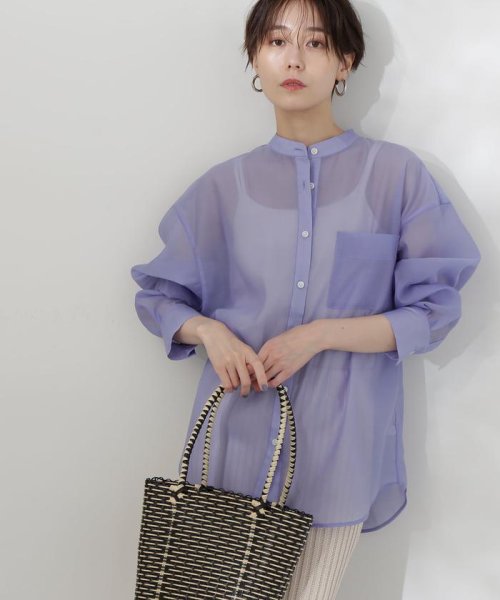 バンドカラーシアーシャツ(505382751) エヌナチュラルビューティベーシック(N Natural Beauty Basic) MAGASEEK N. NATURAL BEAUTY BASIC バンドカラー 半袖シャツブラウス