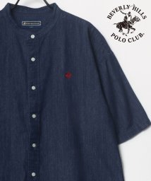 LAZAR(ラザル)/【Lazar】BEVERLY HILLS POLO CLUB/ビバリーヒルズポロクラブ オーバーサイズ コットン ツイル デニム ワンポイント刺繍 バンドカラー/クラシックブルー