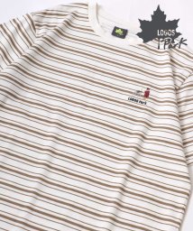 MARUKAWA(マルカワ)/【LOGOS】ロゴス キャンパー ワンポイント刺繍 ボーダー 吸汗速乾 半袖Tシャツ/ホワイト