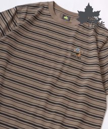 MARUKAWA(マルカワ)/【LOGOS】ロゴス キャンパー ワンポイント刺繍 ボーダー 吸汗速乾 半袖Tシャツ/ベージュ