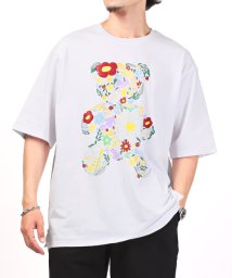 LUXSTYLE(ラグスタイル)/フラワーベアープリント半袖Tシャツ/Tシャツ メンズ 半袖 ベア フラワー プリント 花/ホワイト