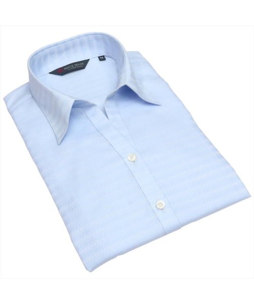 TOKYO SHIRTS(TOKYO SHIRTS)/形態安定 スキッパー衿 綿100% 七分袖 レディースシャツ/ブルー