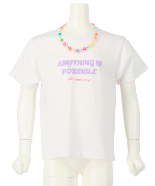 ANAP KIDS(アナップキッズ)/ビーズネックレス付きTシャツ/ホワイト