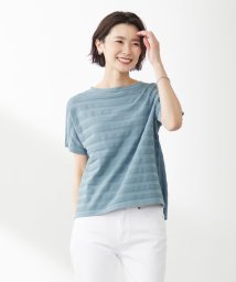 J.PRESS LADIES/【洗える・抗菌防臭】Pattern シャドーボーダー ニット Tシャツ/505384110