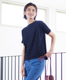 J.PRESS LADIES/【洗える・抗菌防臭】Pattern シャドーボーダー ニット Tシャツ/505384110