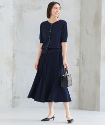 JIYU-KU(LARGE SIZE)(自由区（大きいサイズ）)/【WEB限定・洗える】ハイツイストコットンアセテートニットセットアップ ワンピース/ネイビー系