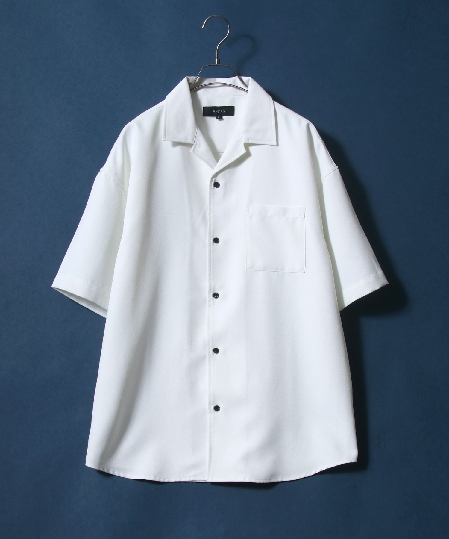 【ANPAS】ツイル オーバーサイズ オープンカラーシャツ/メンズ シャツ 半袖 開襟シャツ 無地