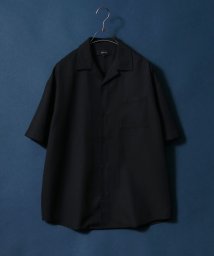 ANPAS(ANPAS)/【ANPAS】ツイル オーバーサイズ オープンカラーシャツ/メンズ シャツ 半袖 開襟シャツ 無地/ブラック