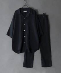 SITRY(SITRY)/【SITRY】オープンカラー ドルマンスリーブ シャツ＆テーパードパンツ セットアップ メンズ 半袖 シャツ 上下セット/ブラック