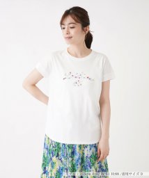 Leilian(レリアン)/ロゴ×フラワー刺繍Tシャツ/アイボリー