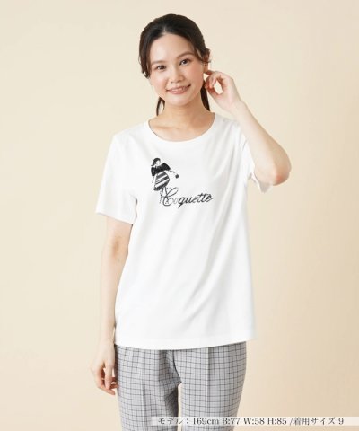 スパンコール刺繍Tシャツ【Leilian WHITE LABEL】