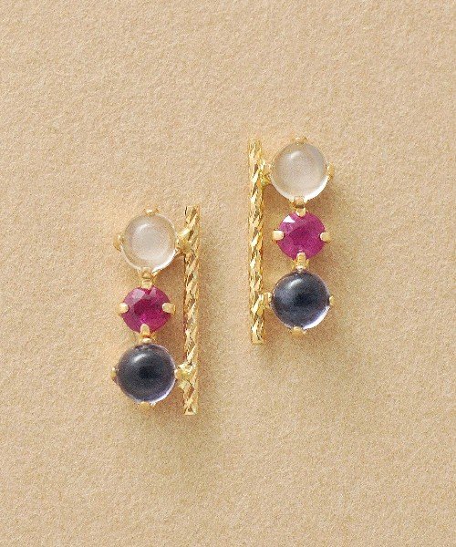 K18・K10 ルビー ワンポイントピアス ルビー