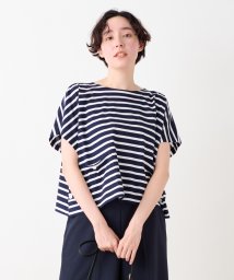 CARA　O　CRUZ(キャラ・オ・クルス)/洗える ボクシーのボーダーTシャツ/ネイビー