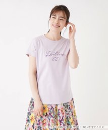 Leilian/ロゴ×フラワー刺繍Tシャツ/505341366