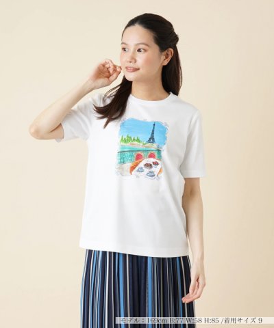 刺繍プリントTシャツ【Leilian WHITE LABEL】