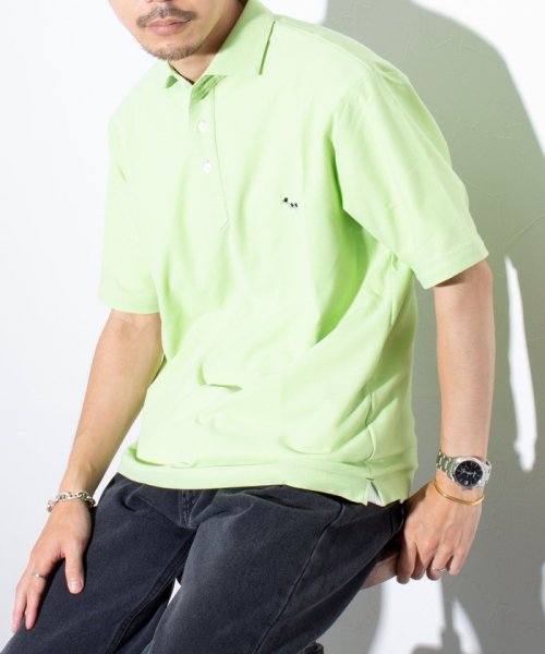 GLOSTER(GLOSTER)/【GLOSTER/グロスター】フレンチブルドッグ刺繍 ワンポイントロゴ ポロシャツ 日本製/ライトグリーン