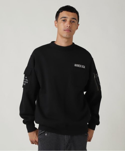 AVIREX(AVIREX)/FATIGUE CREWNECK SWEAT / ファティーグ クルーネック スウェット / AVIREX / アヴィレックス/ブラック