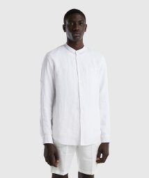 BENETTON (mens)(ベネトン（メンズ）)/リネン100％長袖バンドカラーシャツ/ホワイト