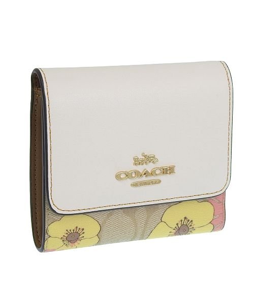 COACH(コーチ)/COACH コーチ FLORAL CLUSTER フローラル クラスター  SMALL TRIFOLD 三つ折り 財布/ホワイト