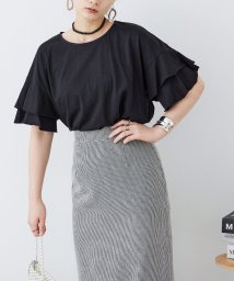 Fashion Letter/Fashion Letter ファッションレター 大きいサイズ ダブルフリルスリーブ Tシャツ プルオーバー コットン 綿 カットソー トップス 半袖 M L /505387285