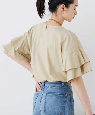 Fashion Letter/Fashion Letter ファッションレター 大きいサイズ ダブルフリルスリーブ Tシャツ プルオーバー コットン 綿 カットソー トップス 半袖 M L /505387285