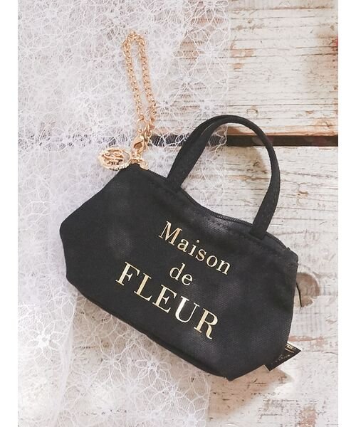 Maison de FLEUR(メゾンドフルール)/キャンバスミニトートバッグチャーム/ブラック
