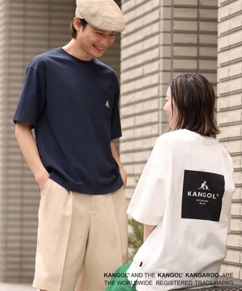 a.v.v (MEN)(アー・ヴェ・ヴェメンズ)/【コラボ/KANGOL】胸ポケットプリントTシャツ/ホワイト